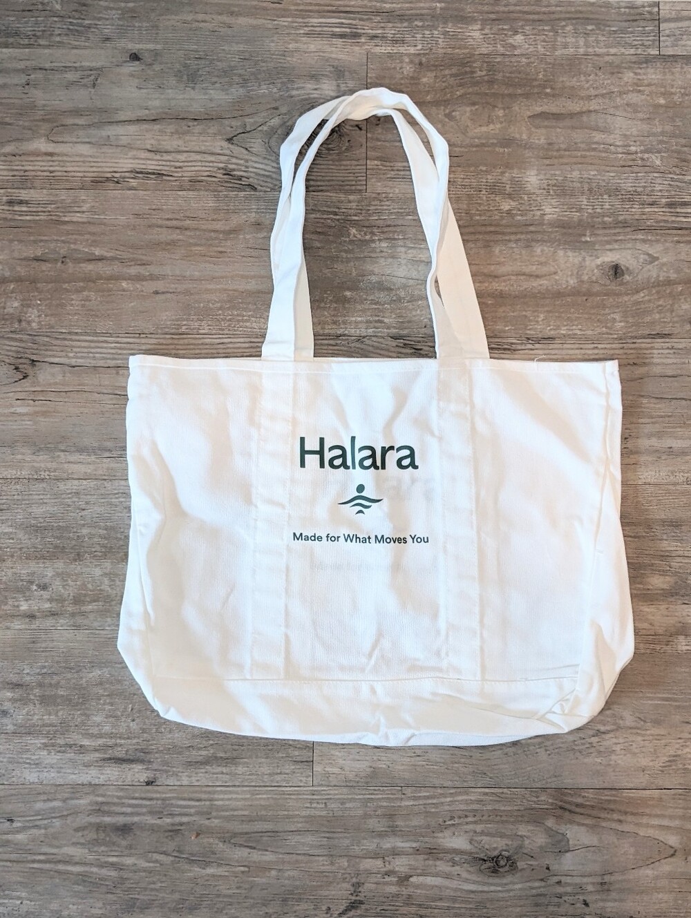 Halara "Made for What Moves You" Canvas Tote Bag White Minimalist